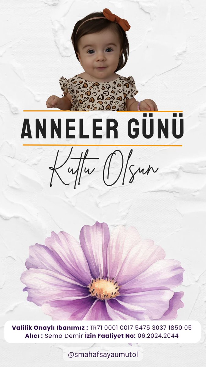 Bütün annelerin anneler günü kutlu olsun 🌼💙 
Bu güzel günde anneniz için Hafsa'ya küçük bir iyilik yapıp ilacına atacağı bir adıma vesile olabilirsiniz💙💙