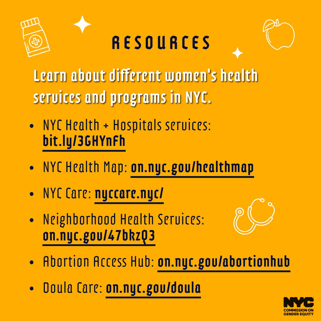 📣May 11 – 17 is #NationalWomensHealthWeek. How will you raise awareness about women’s #Health? 

🏥nychealthandhospitals.org/get-care/ 
❗on.nyc.gov/healthmap 
nyccare.nyc
💚on.nyc.gov/abortionhub
🚼on.nyc.gov/doula
🔗linktr.ee/nycgenderequity