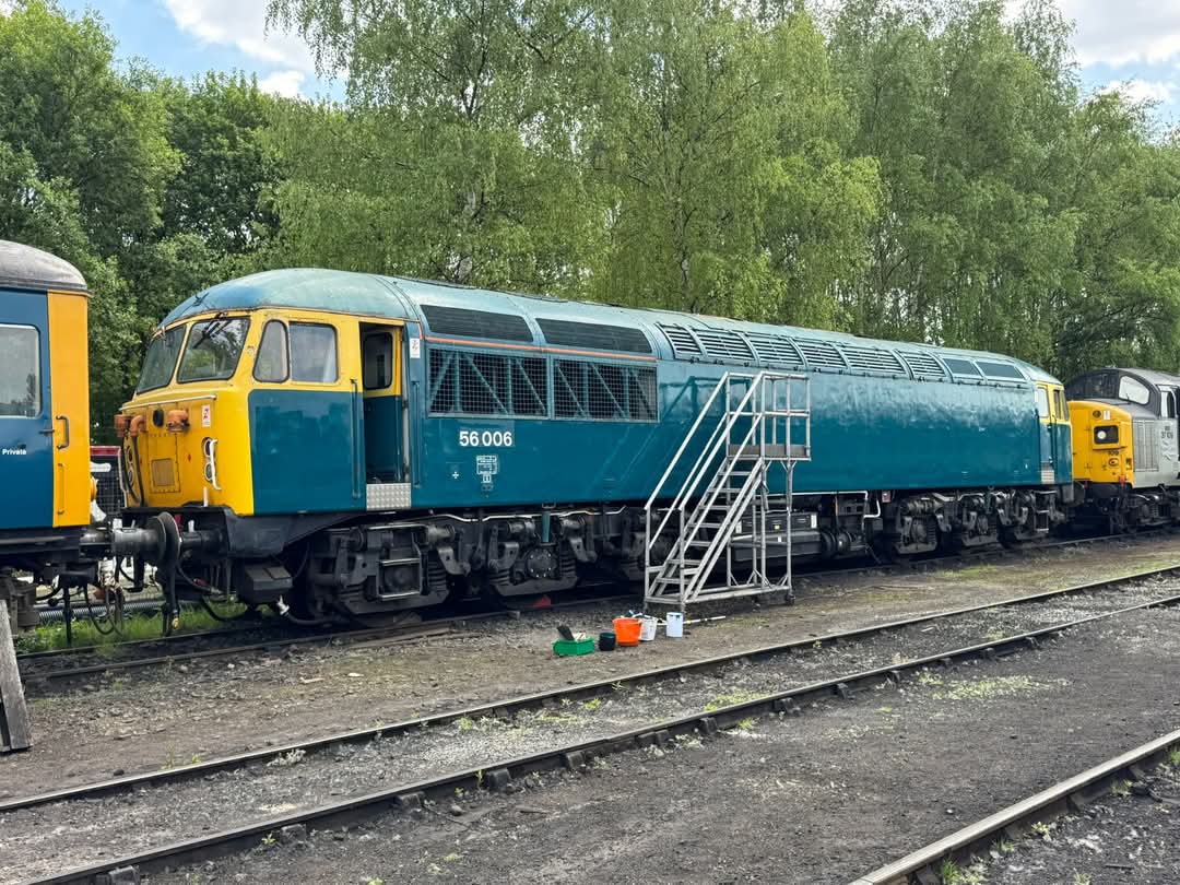 We are happy to advise that, subject to the usual caveats, 56006 will be working the below turns at the East Lancs Railway:

Fri / Sat / Sun 4th to 6th July (Diesel Gala)
 
26th / 27th July (three round trips, starting with 0910 to Heywood and concluding with the 1710 into Bury).