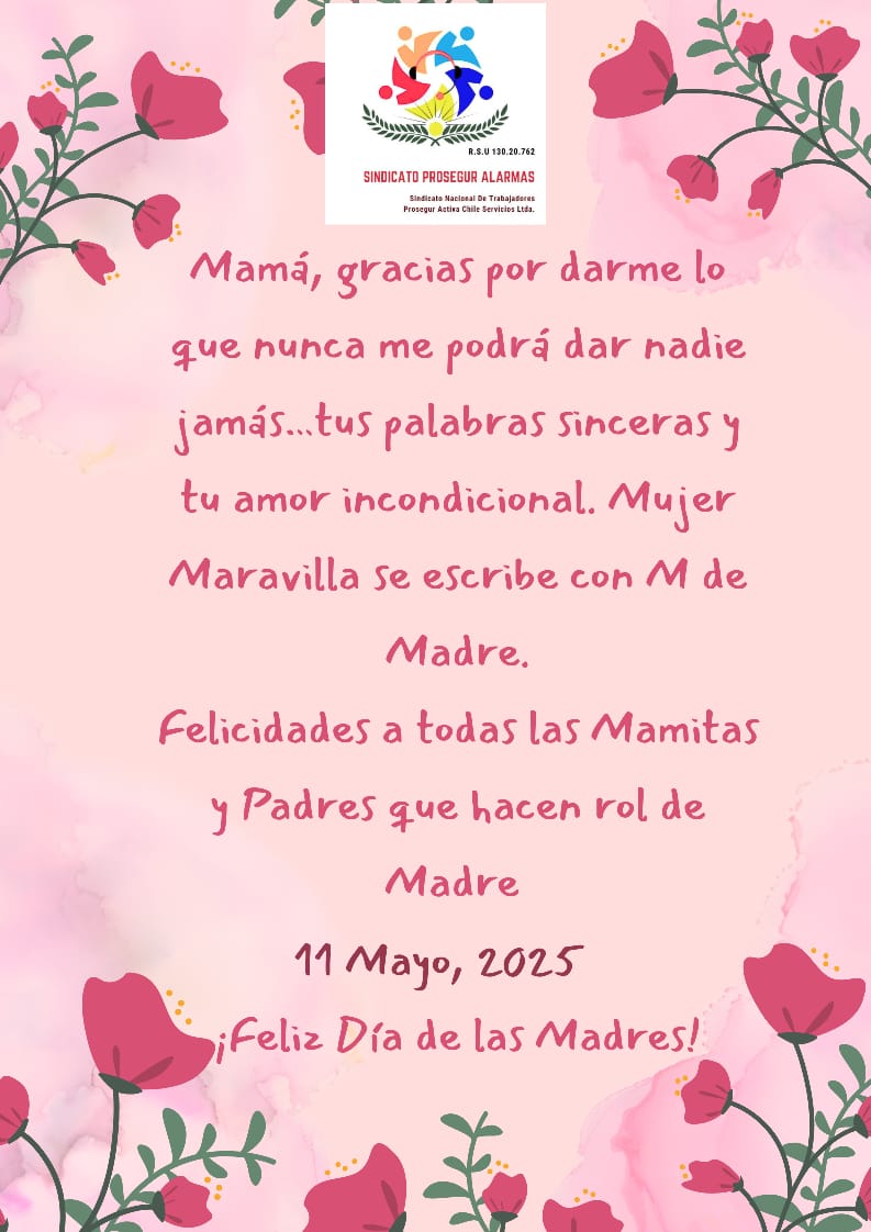 Un cordial y afectuoso saludo a nuestras Madres Socias del Sindicato Prosegur Alarmas en su día! 🏵️🌸🪷🌹💐🌷 #DiaDeLaMadre #MothersDay2025