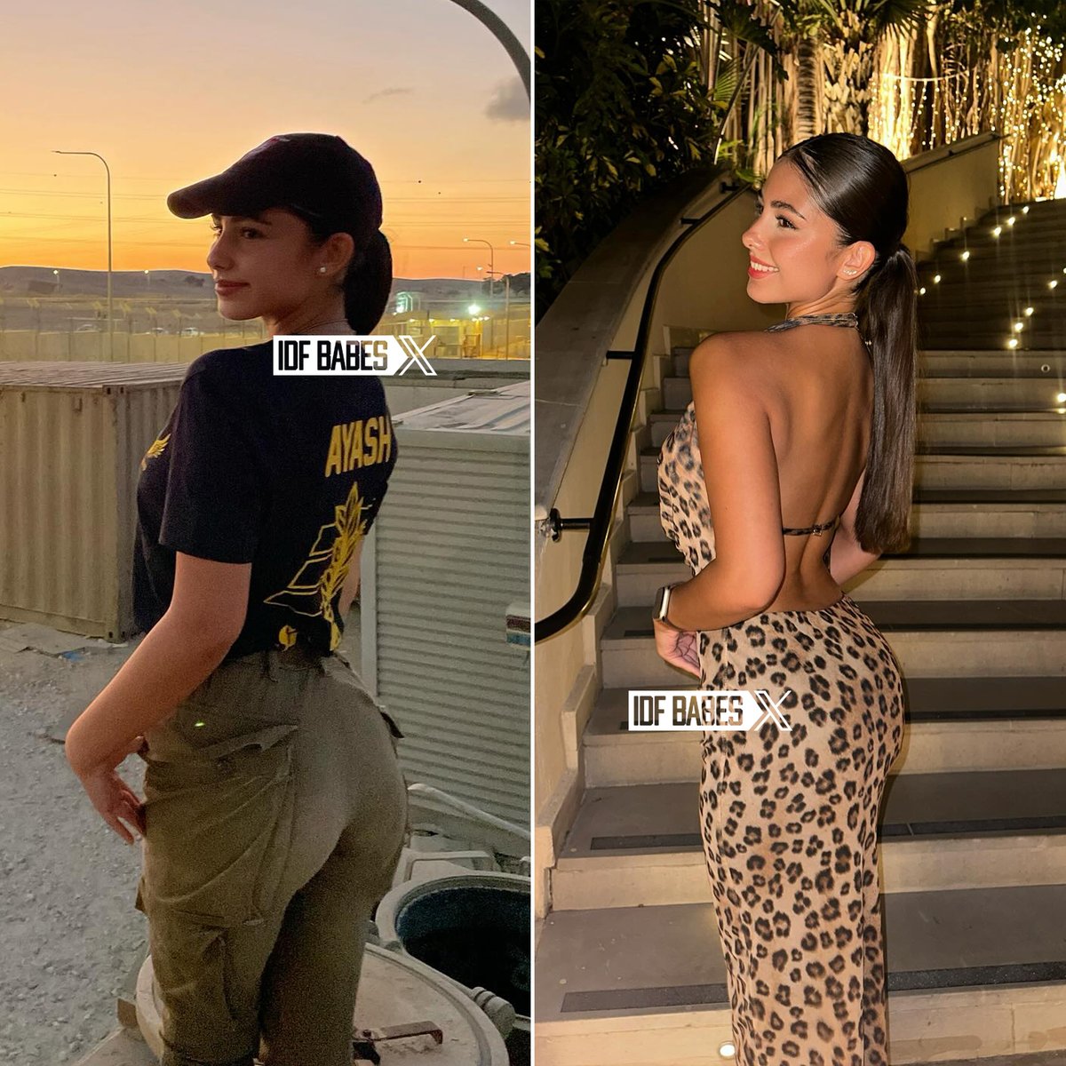 IDFBabes's tweet photo. Sergeant Shirel owns the evening no matter what outfit she wears. Which do you prefer? https://t.co/oNNtlUTpfm