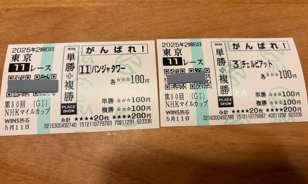 パンジャタワーとチャルビアットの単複持ってて激アツのNHKマイルカップでした！🐎✨