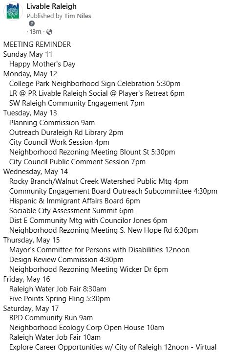 Meeting reminder
#RalPol <a href="/wakedems/">Wake County Democratic Party</a> <a href="/WakeDemWomen/">Dem. Women of Wake</a> <a href="/Wake_YD/">Wake Young Democrats</a> <a href="/wcbscnc/">Wake County Black Student Coalition</a> <a href="/WRAL/">WRAL NEWS in NC</a> <a href="/WNCN/">CBS 17</a> <a href="/ABC11_WTVD/">ABC11 EyewitnessNews</a> <a href="/SpecNews1RDU/">Spectrum News 1 RDU</a> 
Bluesky: bsky.app/profile/livabl…

Details: livableraleigh.com/calendar-full/