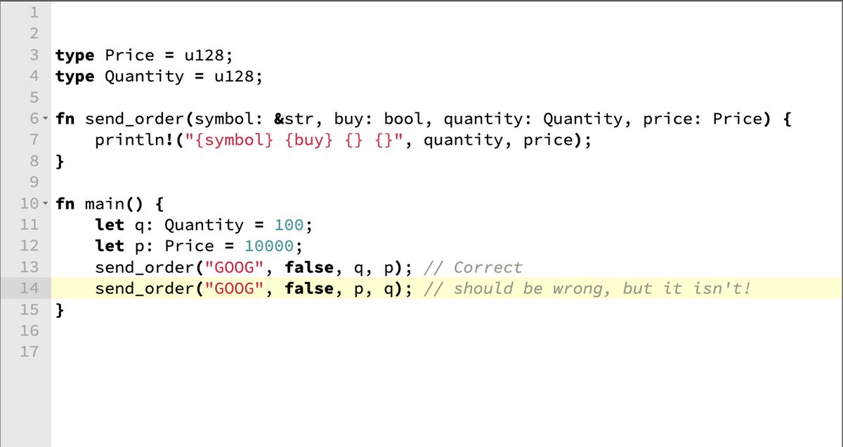 iavins's tweet image. One footgun I have encountered in Rust is that it doesn&apos;t enforce type safety when it comes to type aliases. I was so surprised when I learned this!