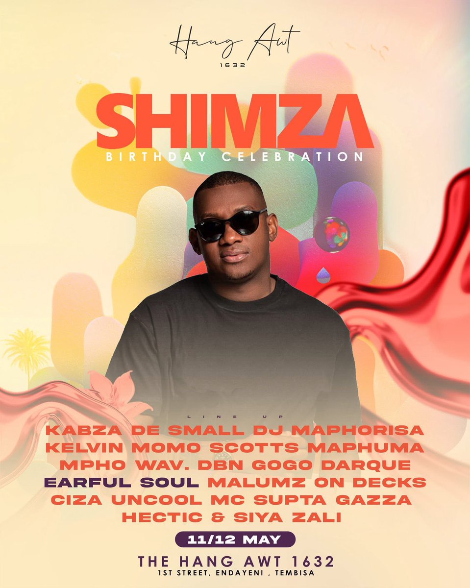 thehangawt's tweet photo. Today we celebrate Shimza! 🥳🥳 A 2 day mazza🔥🔥Make sure you make your way to the HangAwt. It’s going to be a good time 🔥🥂
#NeverMissAShimzaParty #onlyathangawt #HangAwt1632 #Tembisa1632 https://t.co/jeo3IgQ7B1