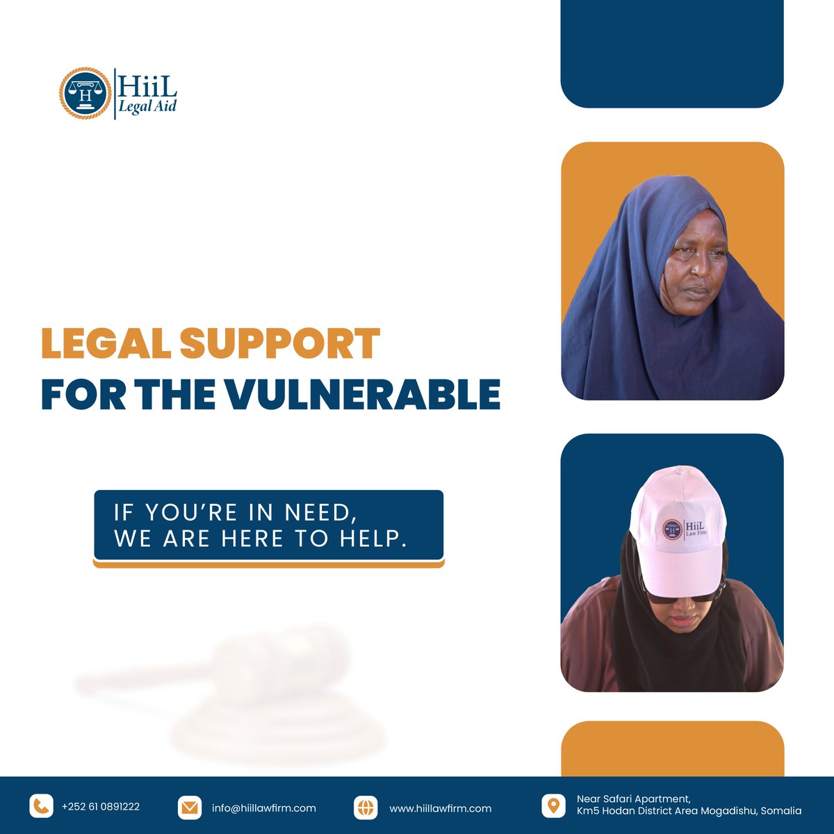 Hiillegalaid's tweet photo. At @Hiillegalaid, we believe that justice must be accessible to all — especially the vulnerable.

We offer free legal support to those in need, standing up for dignity, rights and fairness.
 
Call us Today: +252 61 0891222

https://t.co/DyhOUF15ed
#HiilLegalAid  
#HumanRights https://t.co/orsqh1nLfo