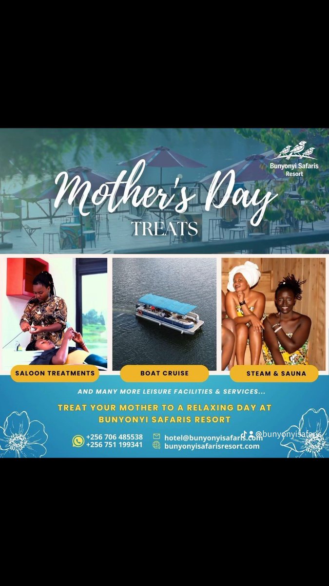 ckamugi's tweet photo. This year, treat your mom to a day of relaxation and rejuvenation at Bunyonyi Safaris Hotel. Give her the gift of serenity and pampering, with any of our wellness and leisure services and create unforgettable memories with your mom!

#BunyonyiSafarisHotel #MothersDay #Relaxation #Rejuvenation #LakeBunyonyi
