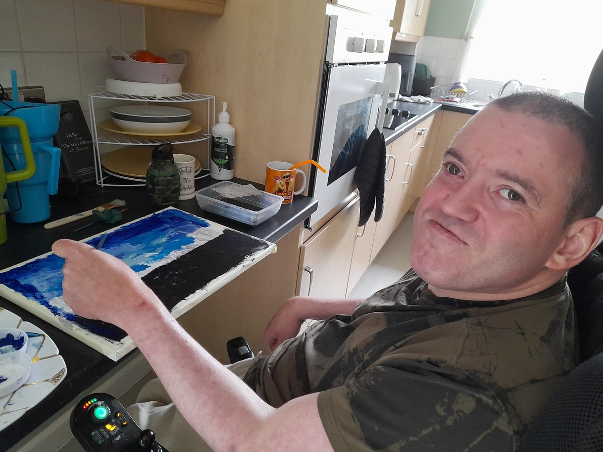 #EverydayRemarkable in action! 🌠

Check out one of the talented people we support who paints stunning pictures in his spare time, creating gifts for special people in his life. We can't wait to see your next masterpiece! Keep flourishing!