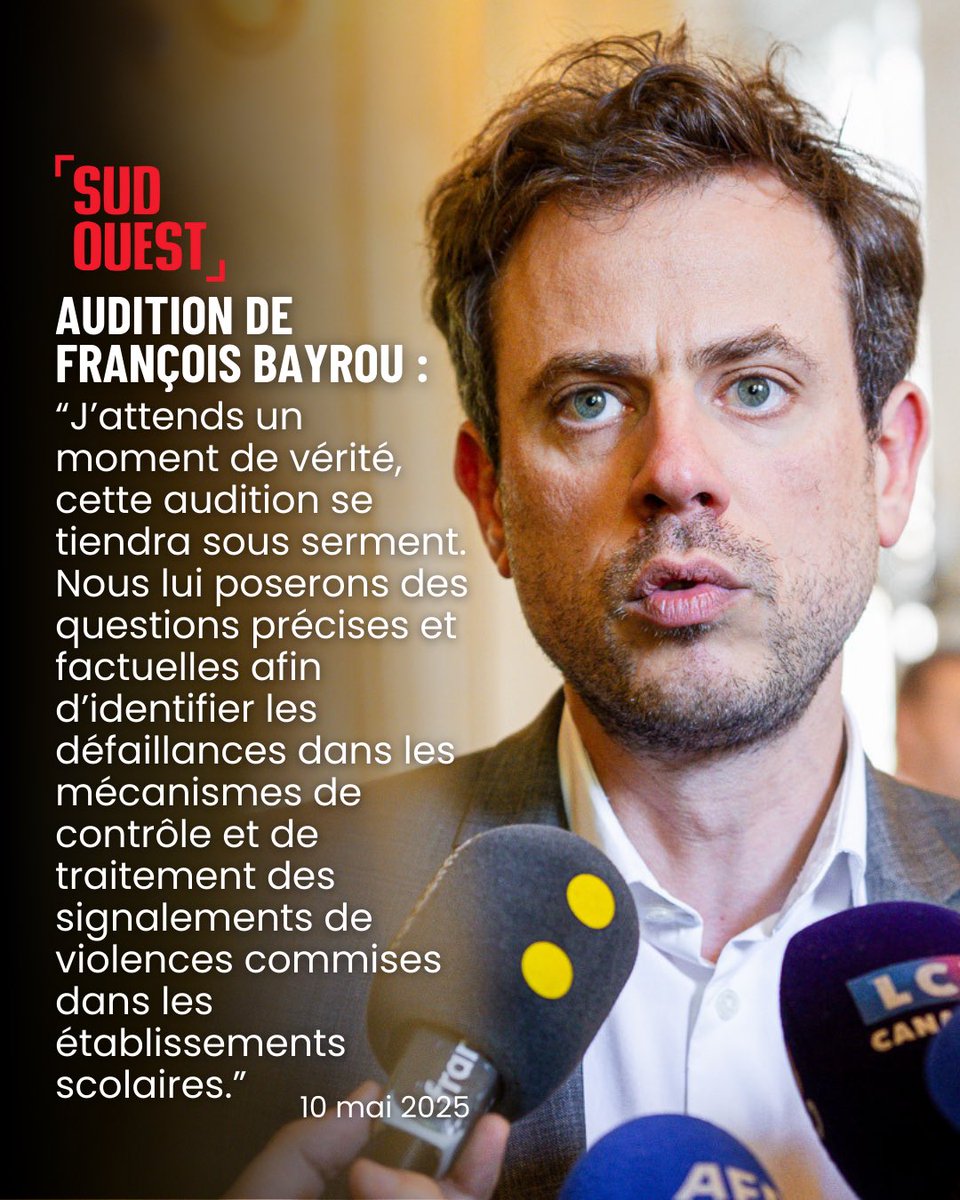 📰 Commission d'enquête, audition de François Bayrou le 14 mai. Découvrez mon interview dans Sud Ouest :

sudouest.fr/faits-divers/a…