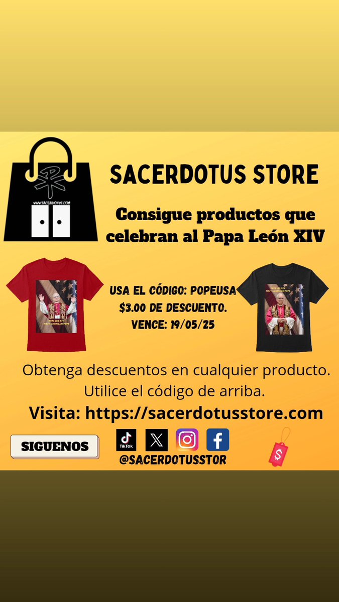 SacerdotusStore's tweet photo. Celebrate our new #PopeLeoXIV with our products. #Pope #habemospapam #PopeLeoXIV #Catholic #CatholicX #CatholicChurch #catholicism #Catholics #Conclave2025 #teespring #spring #SmallBusiness #clothing https://t.co/k8CmFr5eM6