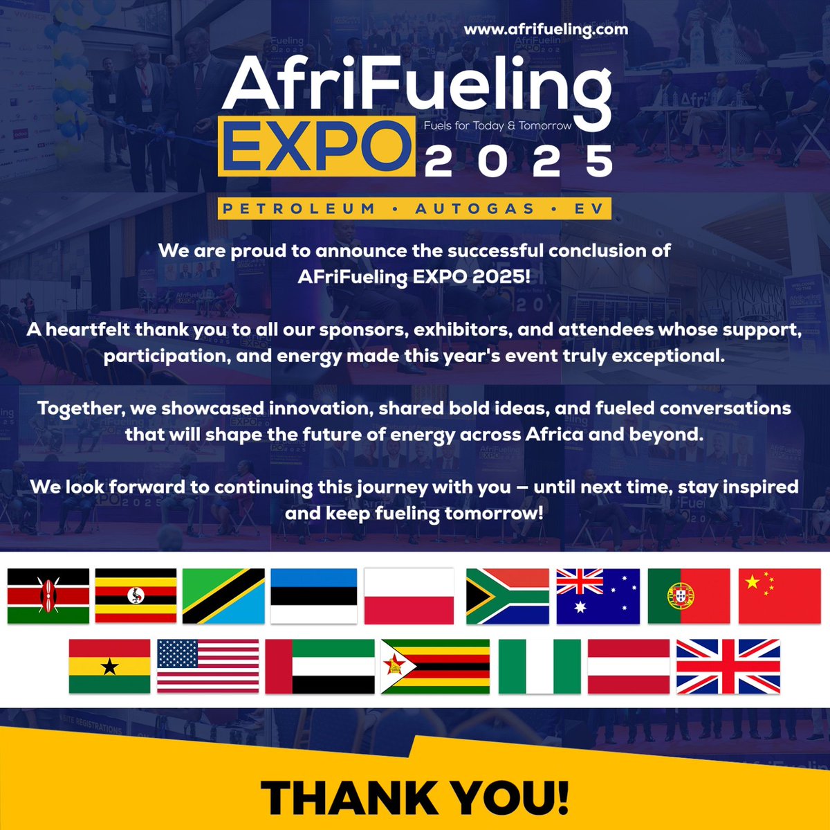 Petroleum Outlets Association of Kenya(POAK) (@poak_kenya) on Twitter photo A heartfelt thank you to all our sponsors, exhibitors, guests and attendees at the landmark fueling event <a href="/afrifuelingexpo/">afrifueling</a>
We had over 16 countries represented. We are grateful! Look out for the next one.
Asante Sana.
<a href="/official_MLiban/">Mohamed Liban, CBS</a> <a href="/EnergyMinK/">Ministry of Energy and Petroleum | Kenya</a> <a href="/EPRA_Ke/">Energy and Petroleum Regulatory Authority</a> <a href="/J_Njogu/">Autogas Ambassador</a> A heartfelt thank you to all our sponsors, exhibitors, guests and attendees at the landmark fueling event <a href="/afrifuelingexpo/">afrifueling</a>
We had over 16 countries represented. We are grateful! Look out for the next one.
Asante Sana.
<a href="/official_MLiban/">Mohamed Liban, CBS</a> <a href="/EnergyMinK/">Ministry of Energy and Petroleum | Kenya</a> <a href="/EPRA_Ke/">Energy and Petroleum Regulatory Authority</a> <a href="/J_Njogu/">Autogas Ambassador</a>
