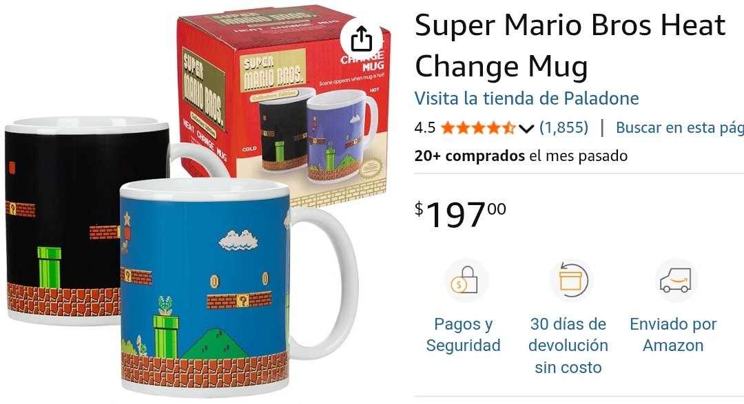 Amazon: Super Mario Bros, Taza que cambia de color con la temperatura - $197

amzn.to/3XxRcoW

Vendida y enviada por Amazon México.