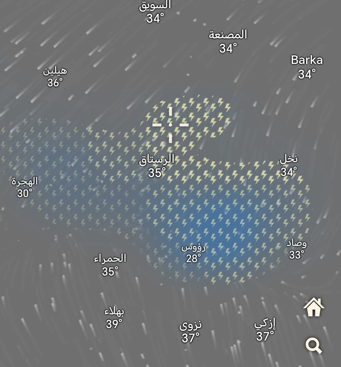 افضلية التوقعات اليوم على وسط الحجرين .. النشاط متأخر اليوم و مناطق التأثير حسب ما أشير اليه في الصورة .جعلها الله أمطار خيرا وبركة .