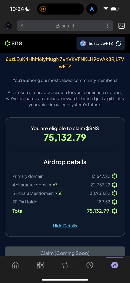 Make sure to secure your chance of getting $SNS airdropped to your wallet 👛🪂

Remembering scalping $40,000+  from <a href="/ensdomains/">ens.eth</a> only by owning a few domains.. 

Now <a href="/sns/">sns.sol</a> <a href="/sns_cn/">sns.sol 中文</a> … 
Right time right ppl right product. 

Mooning seasons? 
Comment ⬇️ for FREE $SNS 💰