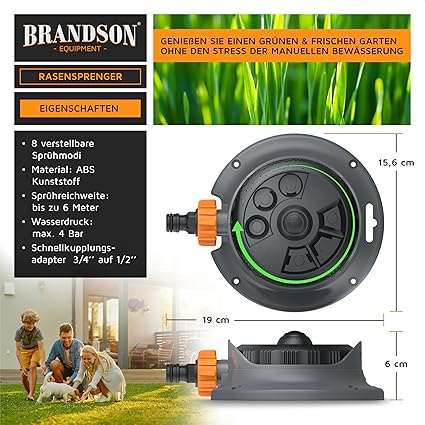 InfluCoast's tweet photo. 🔥 UVP: 29,99 € – Jetzt nur 19,85 €! 🌟
 Brandson Rasensprenger: 8 Sprühformen, 110 m² Beregnung, flexibel &amp; effizient! 🌱💧
#Gartenpflege #Rasensprenger #Brandson 🚀

https://t.co/WMiQifkpgl https://t.co/ztbzSuz2Lb