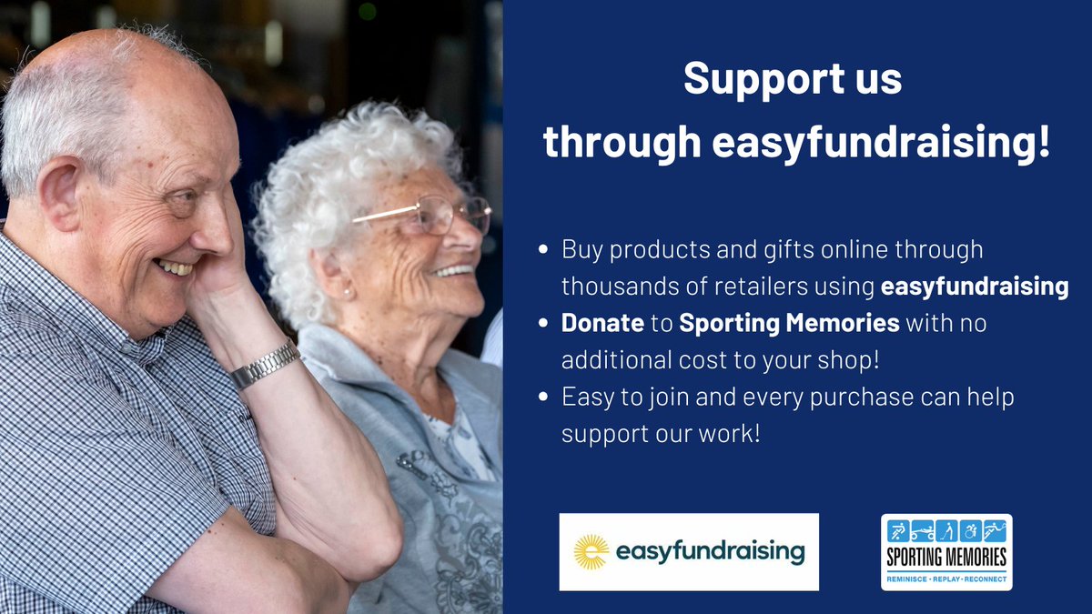 Sporting Memories (@sportsmemnet) on Twitter photo Why not give back every time you buy online?
Through <a href="/easyuk/">easyfundraising</a>, you could end up helping our work whilst purchasing what you need from thousands of retailers online. And the best part? There’s no additional cost to you!
Shop through easyfundraising here: easyfundraising.org.uk/causes/sportin… Why not give back every time you buy online?
Through <a href="/easyuk/">easyfundraising</a>, you could end up helping our work whilst purchasing what you need from thousands of retailers online. And the best part? There’s no additional cost to you!
Shop through easyfundraising here: easyfundraising.org.uk/causes/sportin…