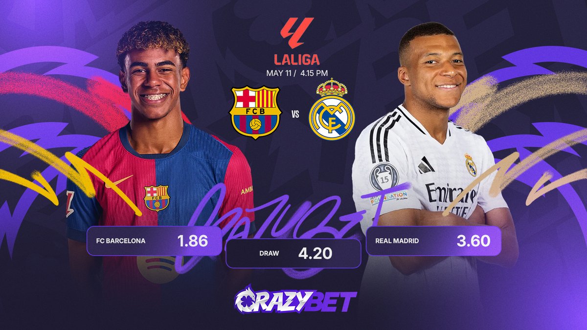 crazybet's tweet image. 🔥 ALERT EL CLÁSICO TIME 🔥
$100 to win💸 for 2 people who guess the FIRST SCORER in today&apos;s huge La Liga clash:

 FC Barcelona 🆚 Real Madrid

To participate:
👉 Comment your prediction
👉 Follow us @crazybet

Want DOUBLE chances to win? 🍀 Drop your CrazyBet username too! (link…