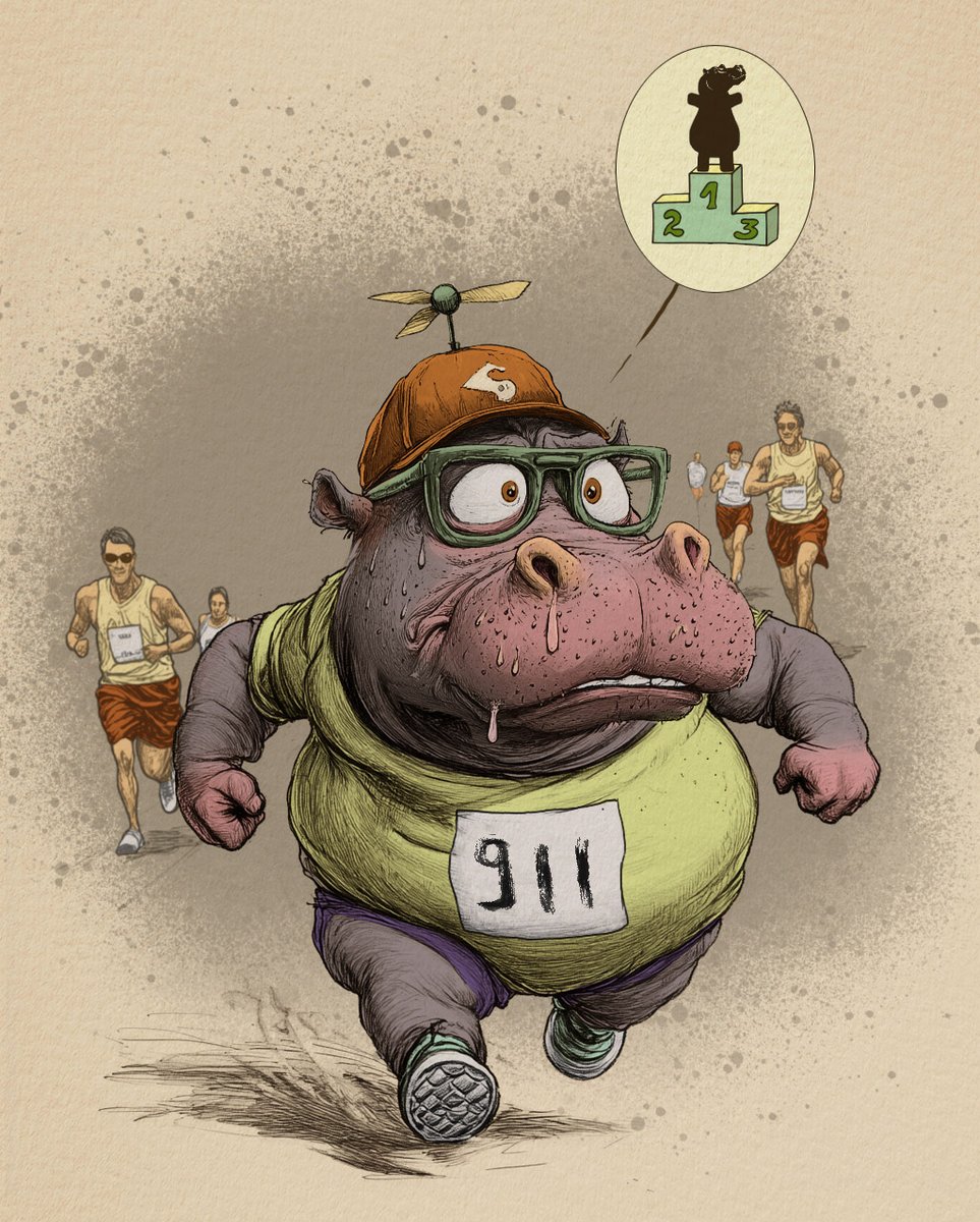 🌐 OUT of WORLD!! 🌐 NEW DROP!!
Series 7 / Great Athletes 
The first character now available!! Don’t miss it!! 🤗🥳

N°1 -  THE MARATHON HIPPOPOTAMUS
Ever since he was very young, this hippopotamus has been told that he'll never be a great sportsman. Well, today's the day! He's