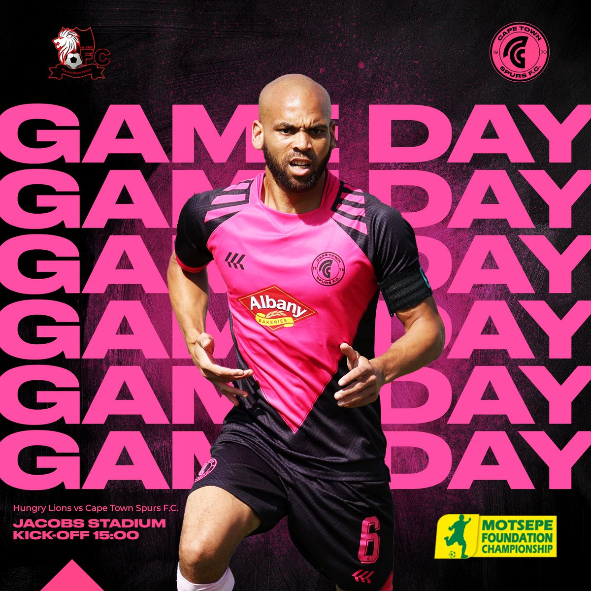 CapeTownSpursFC's tweet image. Hungry Lions vs Cape Town Spurs ⚽️
Jacobs Stadium🏟️
Sunday, 11 May 2025 - 15h00🕒