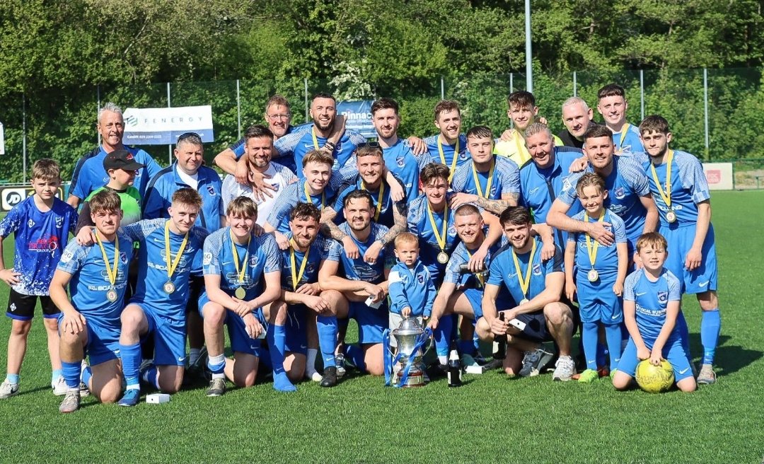 Not only did we win the South Wales Premier League title we added the WJ Owen Cup as well. Fantastic performance in a 3-0 win against <a href="/PorthcawlTownFC/">Porthcawl Town AFC</a> . What a season it has been and history records smashed ✈️💙✈️💙✈️💙✈️💙✈️🏆🏆🏆🏆🏆