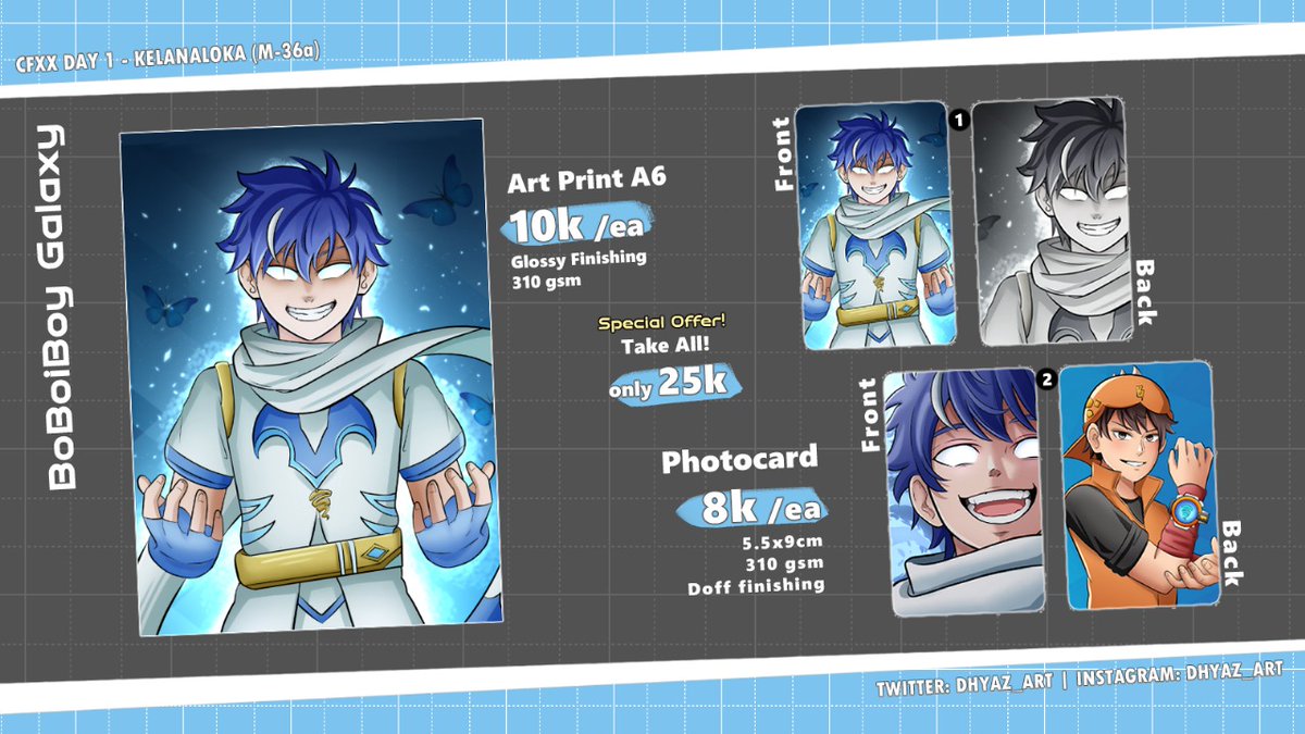 dhyaz_art's tweet photo. [Like and Rts are appreciated]
dhyaz_art #CFXX OTS Catalogue is here ~

Day 1 only‼️
🔥Fandom : JJK, BBB, Bnha dan Haikyuu
🍀Circle : Kelanoka (M-36a)
On Saturday,24th may 2025

💲Preferably cash

#CF20 #CFXXcatalogue #comifuro20catalogue #JujutsuKaisen #warunghaikyuu #BoBoiBoy https://t.co/SSiTHXFNhm
