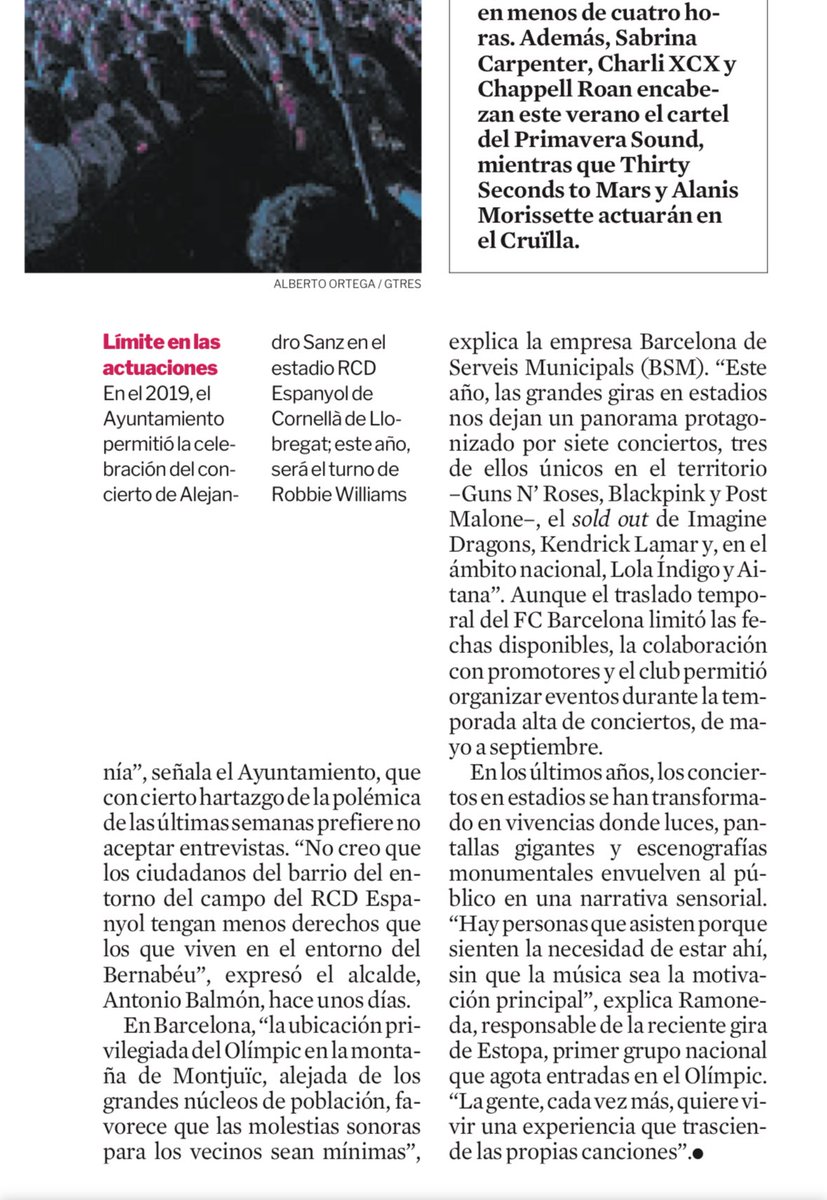 El fenomen de la música en viu.

El paper clau de l’Anella amb l’Estadi Olímpic i el Palau Sant Jordi com espais a la muntanya de Montjuïc per acollir els millors concerts en directe i promoure les millores experiències, gràcies a Camila Veraldi i <a href="/JosePol0/">Jose Polo</a> via <a href="/LaVanguardia/">La Vanguardia</a>