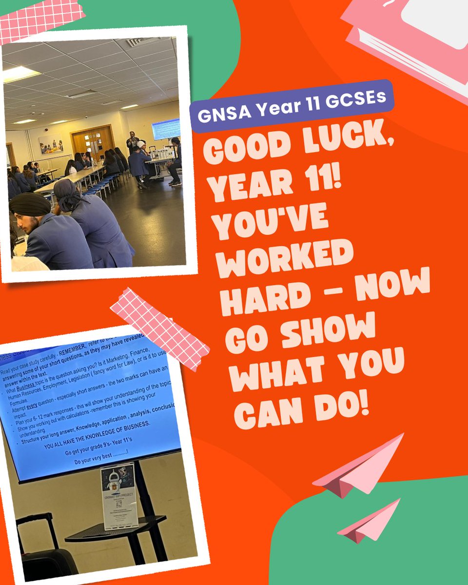 Wishing all our incredible Year 11 students the very best of luck as you begin your exams!  You’ve worked so hard, and now it’s your time to shine. Believe in yourselves — you've got this! We’re all behind you every step of the way. Good luck!"
#GoodLuckYear11 #GCSEs2025