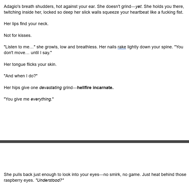 Narrator_Wuten's tweet photo. Second draft of that Adagio x Anon fic done! Trimmed things up, made the dialogue and narration a bit more punchy, cut out nearly 2k worth of wordcount to *really* refine things. I think y'all are gonna like it~ https://t.co/zFfPS8JrGg
