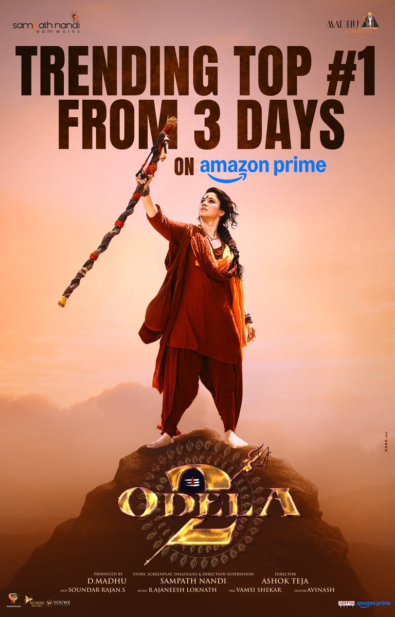 Sampath Nandi (@iamsampathnandi) on Twitter photo Har Har Mahadev 🕉️🔱✨
#Odela2 TRENDING #1 on <a href="/PrimeVideoIN/">prime video IN</a> since 3 days ❤🔥
<a href="/tamannaahspeaks/">Tamannaah Bhatia</a> <a href="/ashokalle2020/">alle_ashok_teja</a> <a href="/ihebahp/">Hebah Patel</a> <a href="/ImSimhaa/">Vasishta N Simha</a> <a href="/AJANEESHB/">B AJANEESH LOKNATH</a> <a href="/soundar16/">soundar rajan</a> @Neeta_lulla <a href="/SampathNandi_TW/">Sampath Nandi Team Works</a> <a href="/creations_madhu/">Madhu Creations</a> #DiMadhu <a href="/adityamusic/">Aditya Music</a> <a href="/MediaYouwe/">YouWe Media</a> Har Har Mahadev 🕉️🔱✨
#Odela2 TRENDING #1 on <a href="/PrimeVideoIN/">prime video IN</a> since 3 days ❤🔥
<a href="/tamannaahspeaks/">Tamannaah Bhatia</a> <a href="/ashokalle2020/">alle_ashok_teja</a> <a href="/ihebahp/">Hebah Patel</a> <a href="/ImSimhaa/">Vasishta N Simha</a> <a href="/AJANEESHB/">B AJANEESH LOKNATH</a> <a href="/soundar16/">soundar rajan</a> @Neeta_lulla <a href="/SampathNandi_TW/">Sampath Nandi Team Works</a> <a href="/creations_madhu/">Madhu Creations</a> #DiMadhu <a href="/adityamusic/">Aditya Music</a> <a href="/MediaYouwe/">YouWe Media</a>