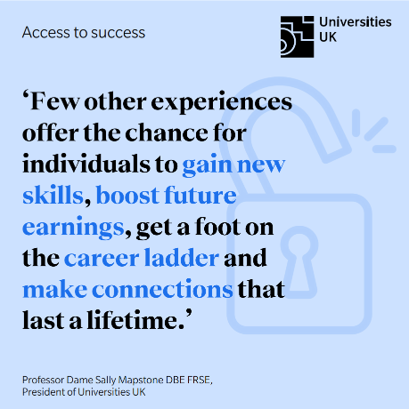 In case you missed it!

Last month we revealed our action plan to break down barriers to opportunity, focusing on:

👉Contextual admissions

👉Collaboration in local cold spots

👉An adequate maintenance package

👉Creating career-ready grads

See more 👇
loom.ly/aPhDTr0