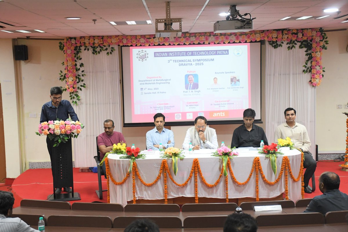 IITPAT's tweet image. The Dept. of Metallurgical &amp;amp; Materials Engg., IIT Patna, successfully hosted the 3rd Technical Symposium DRAVYA 2025 on May 9! Expert Talks, research presentations &amp;amp; vibrant discussions made it a grand success. Kudos to all!
#DRAVYA2025 #IITPatna #MaterialsEngineering