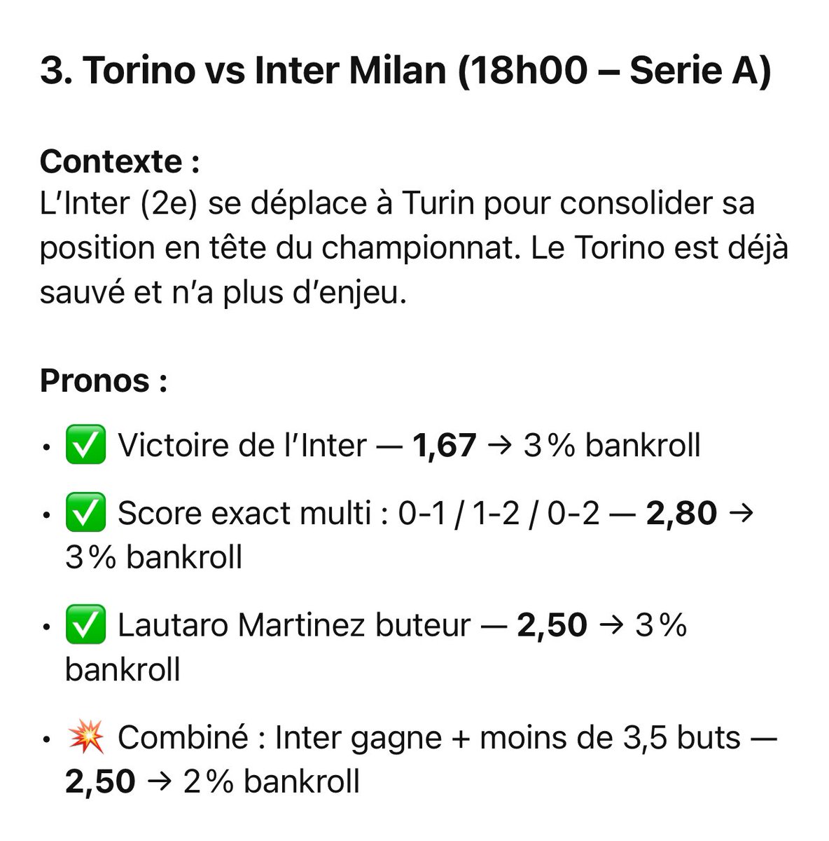 AlmazFrance's tweet photo. Pronos du dimanche 11 mai 🔥
Analyse sur mon Telegram 👈 https://t.co/RJXSubh69X

#Pronos #ParisSportifs #ElClasico #LiverpoolArsenal #TeamParieur #BanqueRolée #AlmazPronos #football https://t.co/VwwlHHw0bN