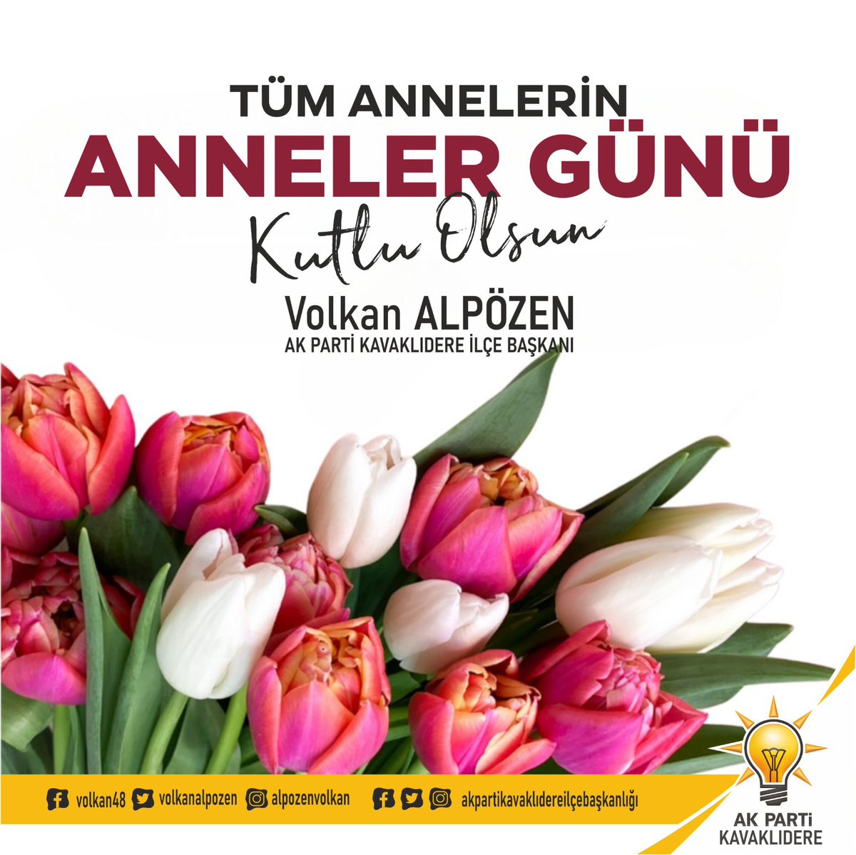 Ak Parti Kavaklıdere 🇹🇷 (@akkavaklidere) on Twitter photo Sevgisiyle büyüten, duasıyla koruyan, sabrıyla yol gösteren tüm annelerimizin Anneler Günü kutlu olsun.
<a href="/volkanalpozen/">Volkan Alpözen</a>
Ak Parti Kavaklıdere İlçe Başkanı Sevgisiyle büyüten, duasıyla koruyan, sabrıyla yol gösteren tüm annelerimizin Anneler Günü kutlu olsun.
<a href="/volkanalpozen/">Volkan Alpözen</a>
Ak Parti Kavaklıdere İlçe Başkanı