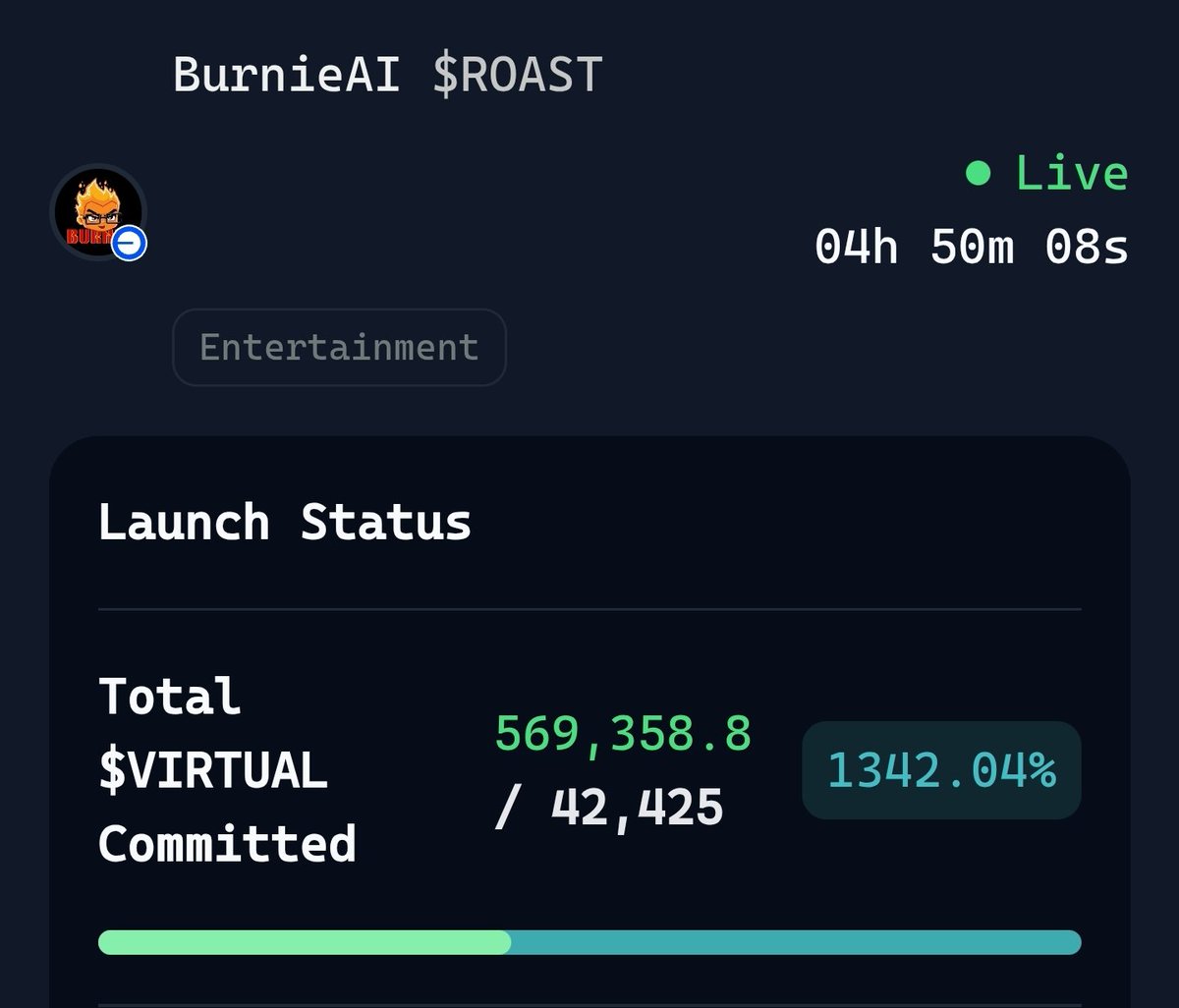 I'm predicting today's genesis launch <a href="/burnieio/">Burnie AI</a> will reach a double digit million dollar market cap.

 Most likely around $12,000,000 resulting in a 55x return for genesis participants $ROAST