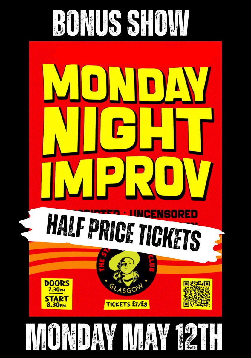 Billy Kirkwood (@billykirkwood) on Twitter photo 🚨 BONUS SHOW tommorow night live <a href="/StandGlasgow/">The Stand Glasgow</a>!!
Monday Night Improv - comic mayhem from comics based on your suggestions
And as it's a bonus show tickets are 50% OFF! 💰
The full comedy experience for half the price
Use code 50OFF on line
thestand.co.uk/performance/18… 🚨 BONUS SHOW tommorow night live <a href="/StandGlasgow/">The Stand Glasgow</a>!!
Monday Night Improv - comic mayhem from comics based on your suggestions
And as it's a bonus show tickets are 50% OFF! 💰
The full comedy experience for half the price
Use code 50OFF on line
thestand.co.uk/performance/18…