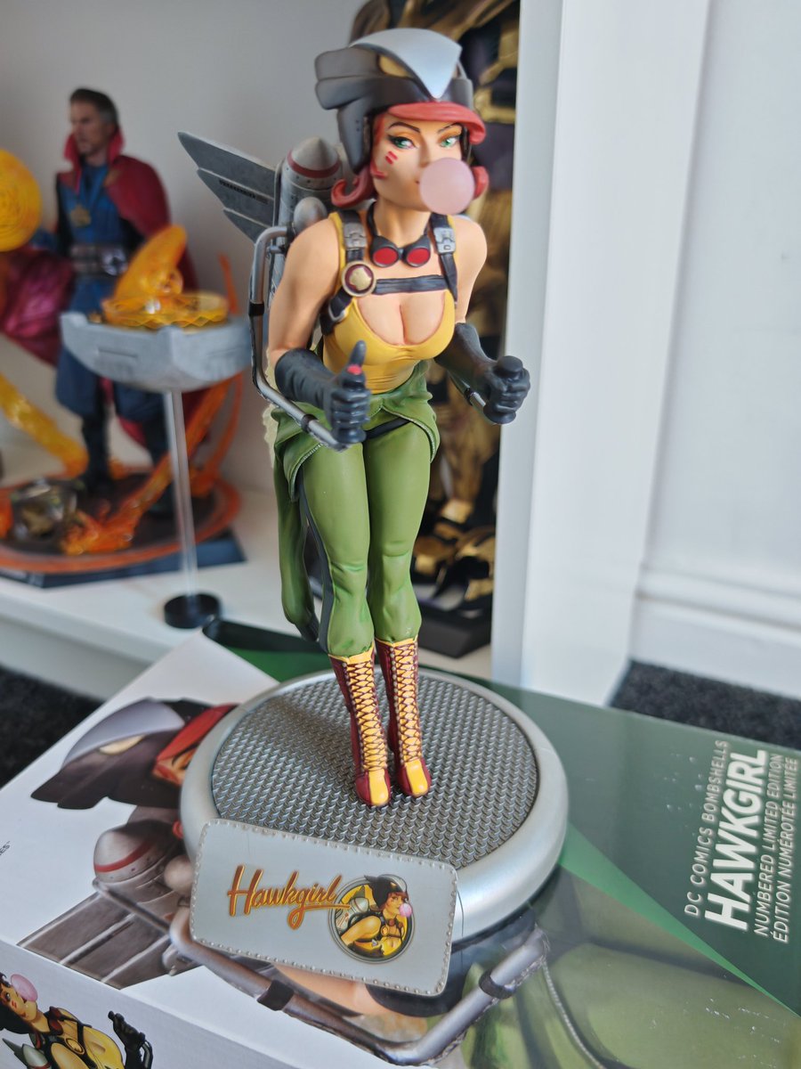 Neilbyrne's tweet image. After what seemed like forever I finally found my missing #DCBombshell #Hawkgirl statue by @AntLucia1
Makes a fine addition to the display now she's finally back where she should be