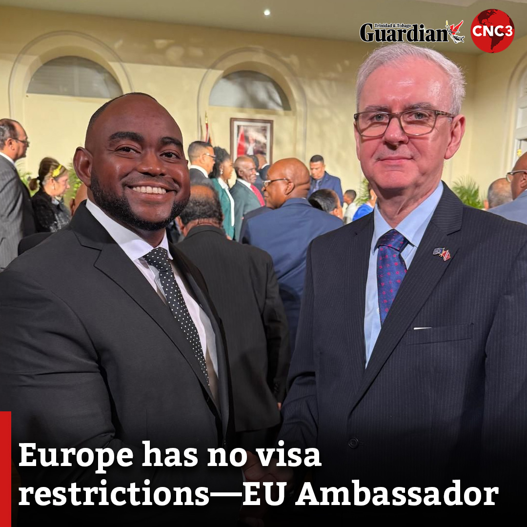 Head of the European Union (EU) delegation to Trinidad and Tobago Peter Cavendish has reminded citizens that they can freely visit Europe under the Schengen visa-free scheme.
[Image courtesy European Union in Trinidad and Tobago Facebook]

For more…
guardian.co.tt/news/europe-ha…