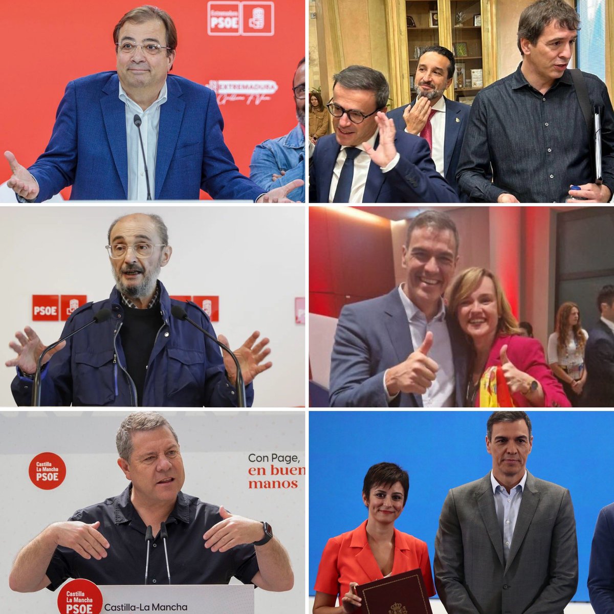 Los WhatsApp de Ábalos confirman que Sánchez es un tirano que no admite disidencia en el PSOE.
Sus críticos Vara y Lambán fueron reemplazados por el tipo que colocó al hermanísimo en la diputación de Badajoz y por la que ocultó lo del Parador de Teruel. Faltas tú, <a href="/garciapage/">Emiliano García-Page</a> 😜