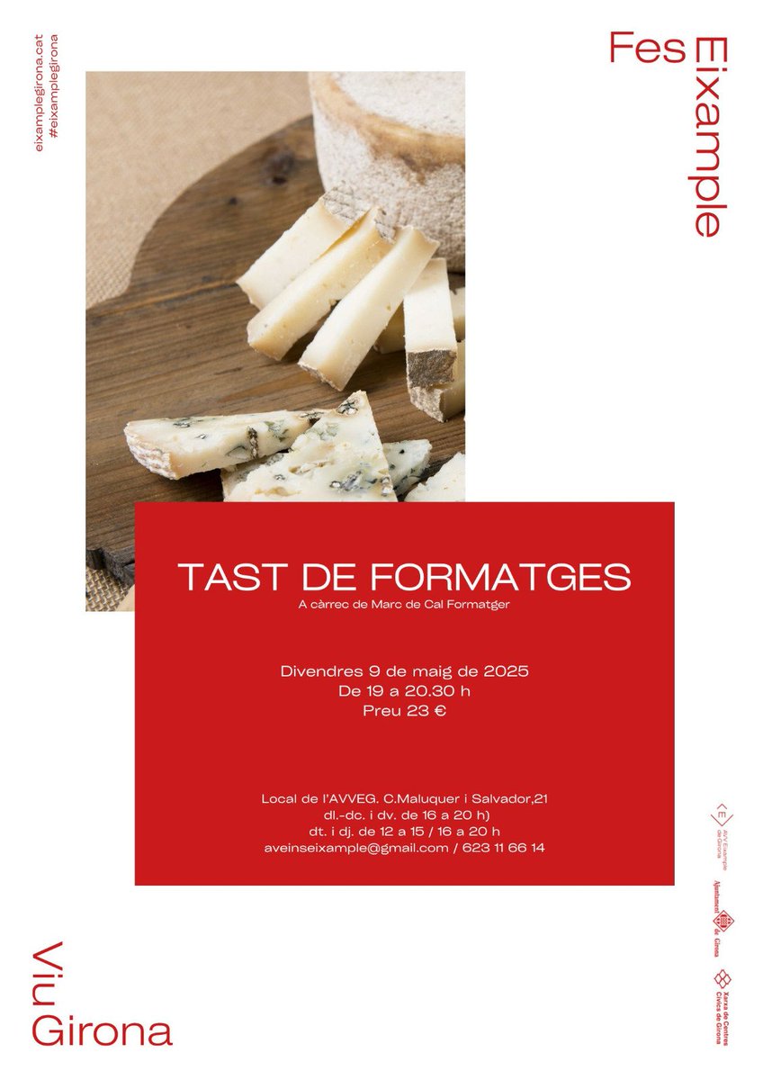 "ELS TASTETS DE L'EIXAMPLE"
 . Per conèixer i aprofundir en el món dels formatges, de la mà  d'un expert en la matèria. 
. Tothom encantat amb el taller!! 
#fembarri
#viugirona