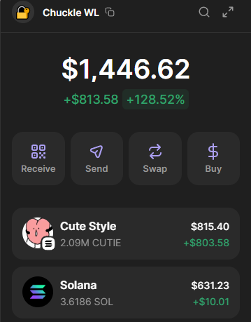 Chuc_kle's tweet photo. 76x in 1 call
Called $CUTIE at $9K. Topped $685K. Now 280K
CA: G5MUYhGpF4rAycarEEcN5TXqA1kfHEjEWCQEvDzHpump
If you saw it late, that’s on you.
No one shares for free.
Join PRV or miss the next one again ;)
TG: https://t.co/dTw0EeyfzD
#catcoinmeta #memecoin #pumpfunlegend https://t.co/8Jd5JY1SjN