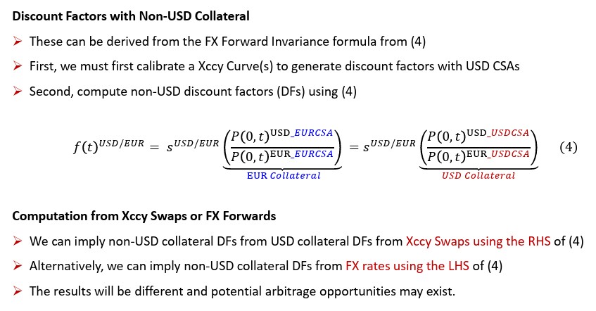 Short presentation: "Synthetic Forward FX Replication &amp; Collateralized Discount Factors" shows that "when pricing cross currency swaps, discount factors adjusted for the collateral being posted are required." papers.ssrn.com/sol3/papers.cf…
