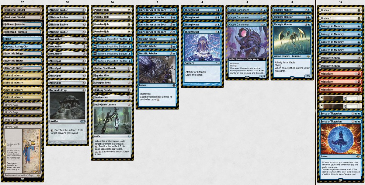 LuckyMagicOwl's tweet photo. Won the Cardiff RCQ yesterday with affinity

Round 1: Bye
Round 2: Belcher ❌
Round 3: Sultai Midrange 🏆
Round 4: Broodscale ❌
Round 5: Domain 🏆
---------------------
Quarters: Boros 🏆
Semis: Dimir Murktide 🏆
Finals: Eldrazi tron🏆 https://t.co/98S3uyzLbW