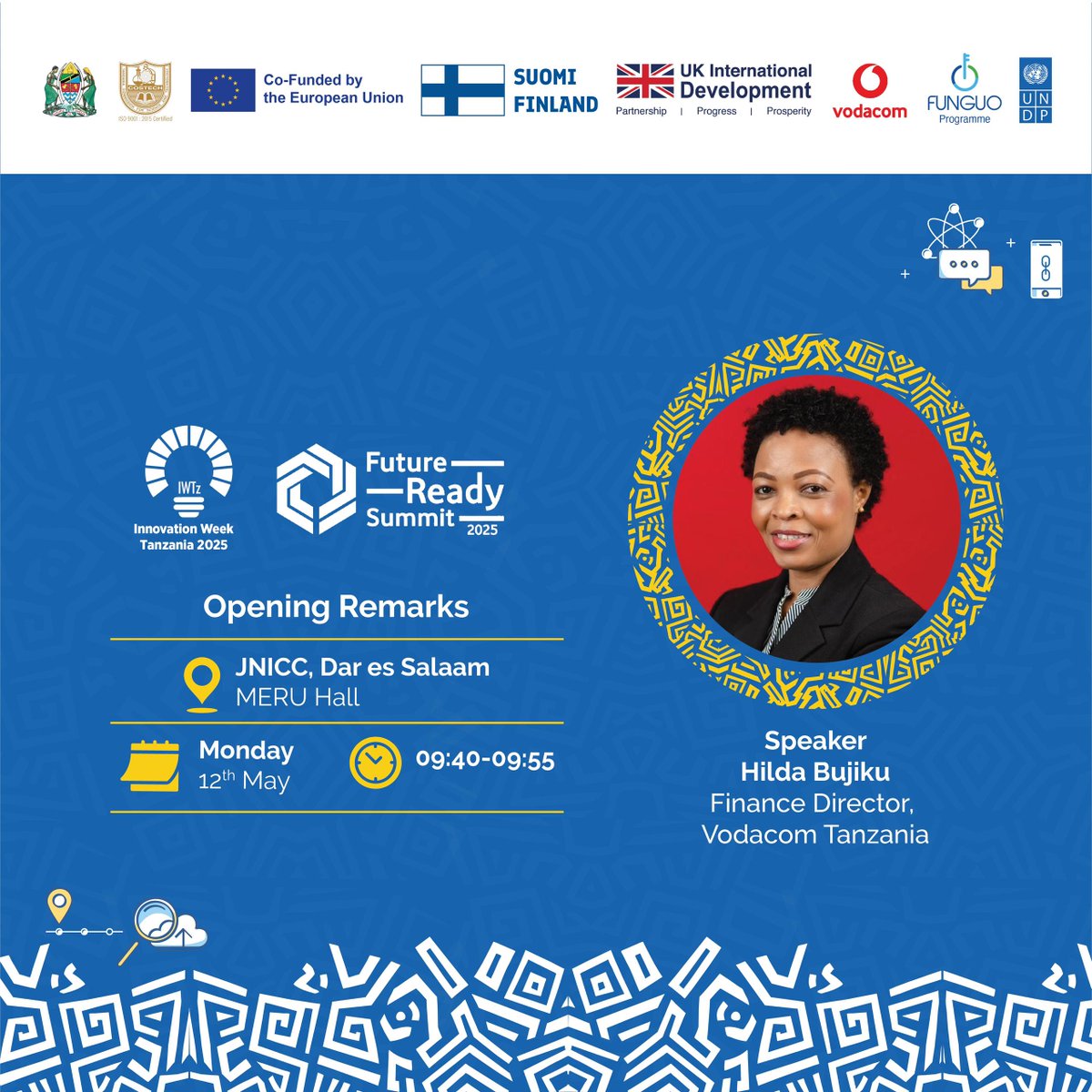 As #IWTZ2025, anchored by the #FRS2025 gets underway, we open with remarks from <a href="/HBujiku/">Hilda Bujiku</a> , Finance Director at Vodacom Tanzania, setting the stage for a week of impactful conversations and transformative innovation.

Register now!
web.summitpoint.co.tz/register/iwtz

#FRS2025 #IWTz2025