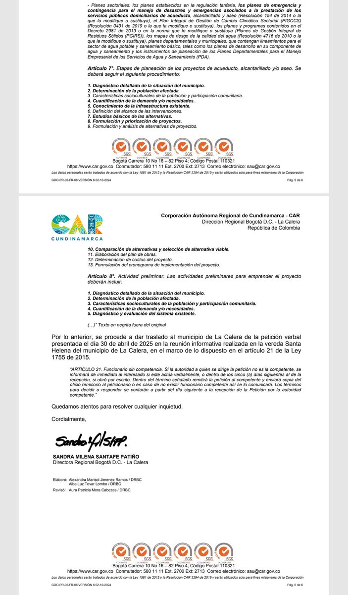 Conocimos respuesta escrita que diera <a href="/CAR_Cundi/">CAR Cundinamarca</a> y su Regional Bogotá La Calera (Ver respuesta oficial en Pantallazos 1, 2, 3 y 4), frente a preguntas que se formularan por comunidad en Reunión Informativa evaluación prórroga de la concesión a INDEGA S.A. (ver enlace de