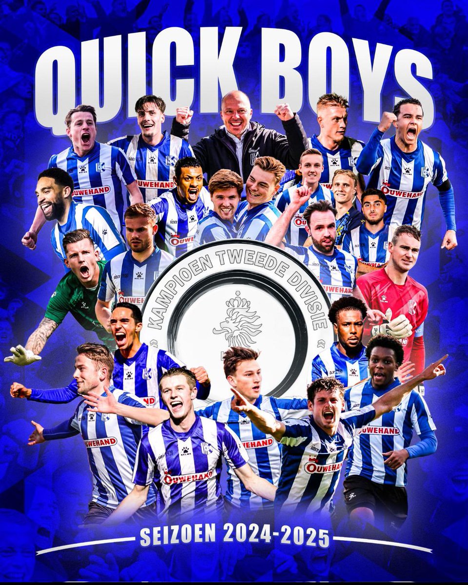Gefeliciteerd Quick Boys met het welverdiende kampioenschap! 🏆 Een topprestatie van het hele team, en in het bijzonder de coach en verantwoordelijke voor selectiebeleid, Thomas Duivenvoorden en Gert Pluimgraaff! #Kampioen #QuickBoys