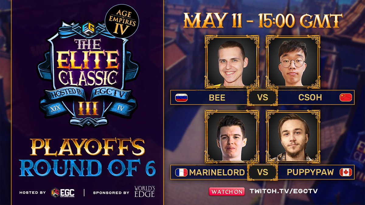 After yesterday's matches, the temperature rises in The Elite Classic III! 

We advance to the round of 6, with Bee vs CsOH at 15:00 GMT! Will Bee manage to stop CsOH?   

Then we have a match that already looks like a Grand final... MarineLorD vs PuppyPaw right after! 

It's