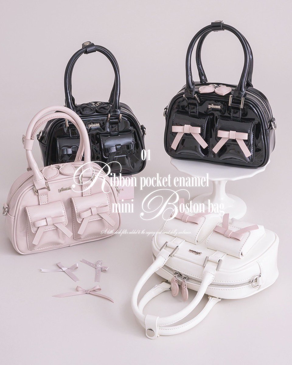 pium リボンポケットエナメルミニボストンバッグ Coming soon 🎀／ pium Summer Collection🐇🤍 ♡リボンポケット