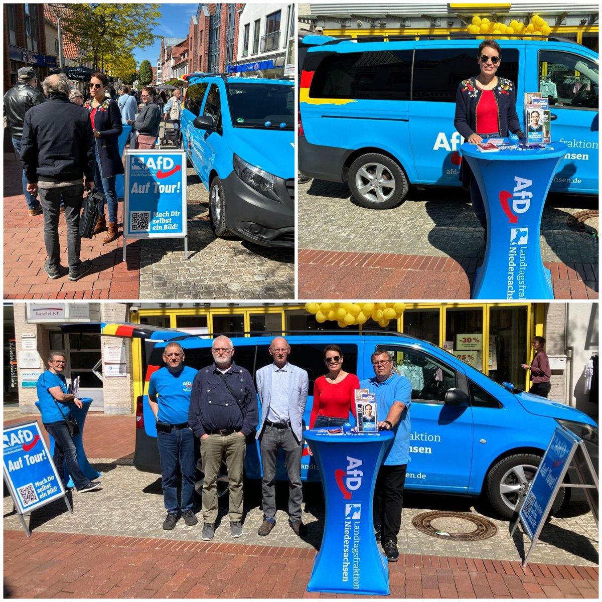 AfD Fraktion Niedersachsen auf Tour!
Am Freitag war ich mit unserem Fraktionsbus in der Wunstorfer Fußgängerzone. Das Wetter hätte nicht besser sein können und der
Zuspruch der Büger war großartig. 
Die durchweg positiven Reaktionen zeigen, die politischen Manöver der Altparteien