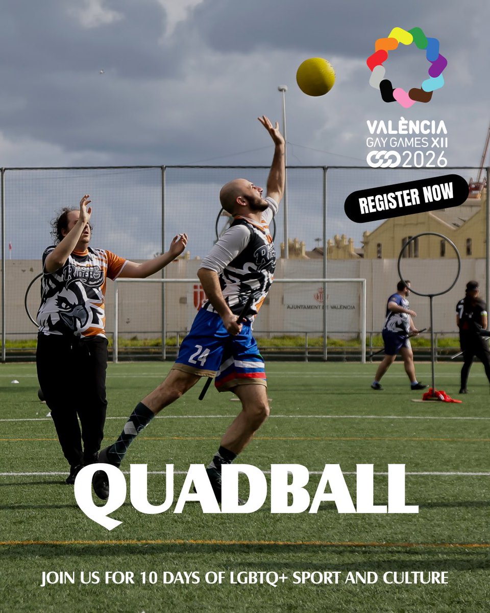 Brooms up! 🧹🏉 Whether you're chasing, keeping, or seeking, registration is OPEN for Gay Games XII 2026 in València. Fantasy meets fierce - play with pride! 🏳️‍🌈
