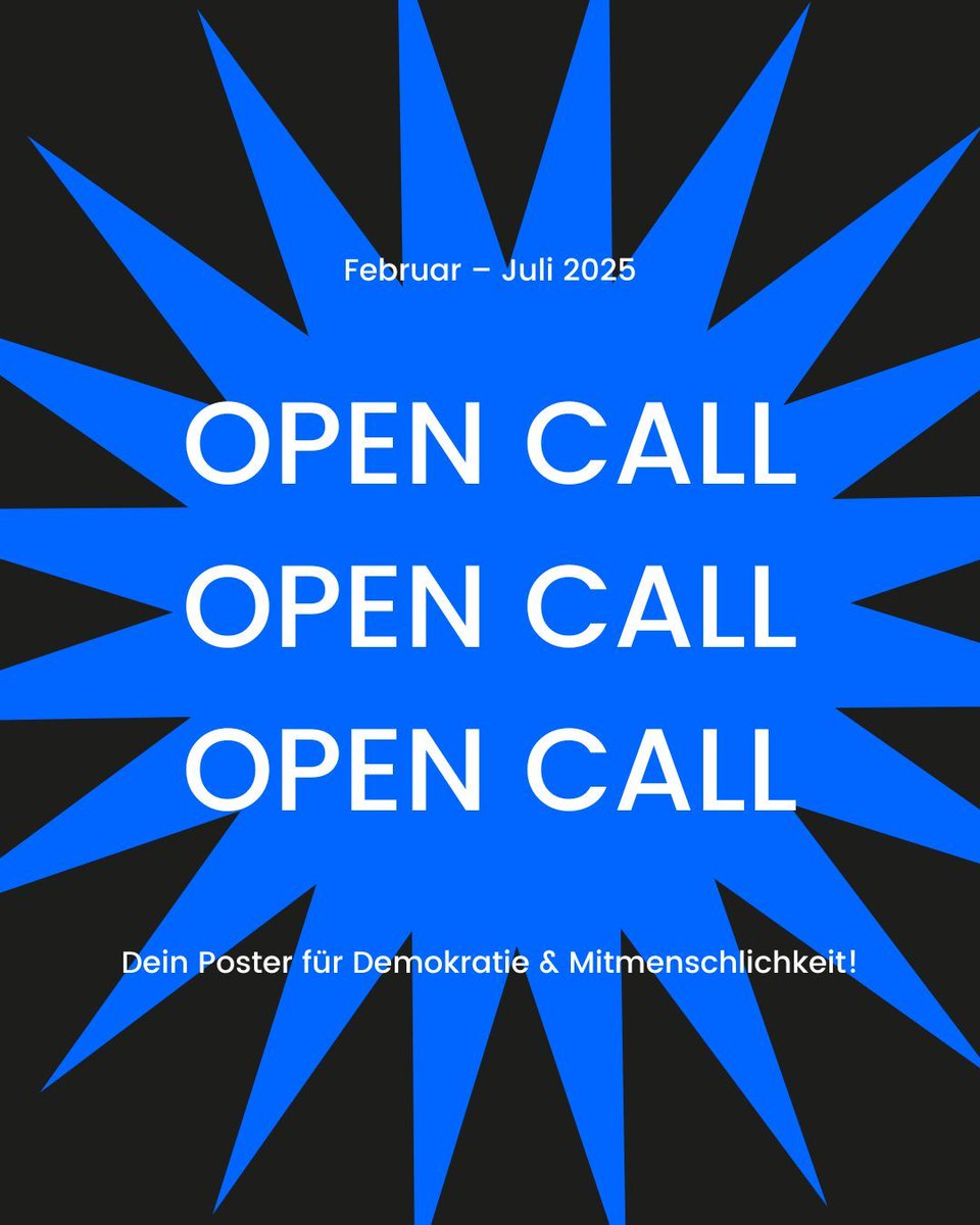 🎨 Open Call für alle Gestaltende: Mach weiter Druck – auch nach der Wahl! ✊ Zeig uns mit deinem Design, wie du dir eine demokratische, vielfältige Gesellschaft vorstellst. 
Alle Infos findest du hier ➡️
 👉 buff.ly/w0XDJej